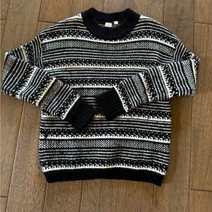 Holiday black and white sweater